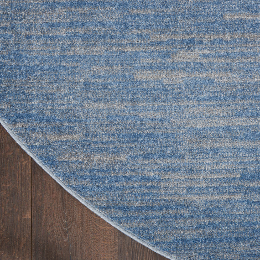 Nourison Essentials 6' x Round Blue/Grey Outdoor Area Rug