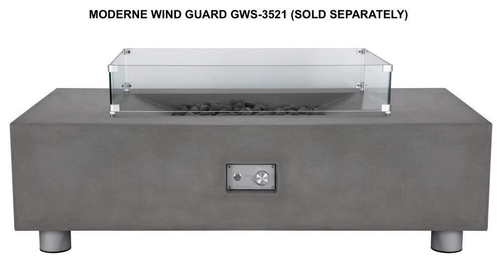 35"x21" Glass Wind Guard for Rectangular Fire Tables