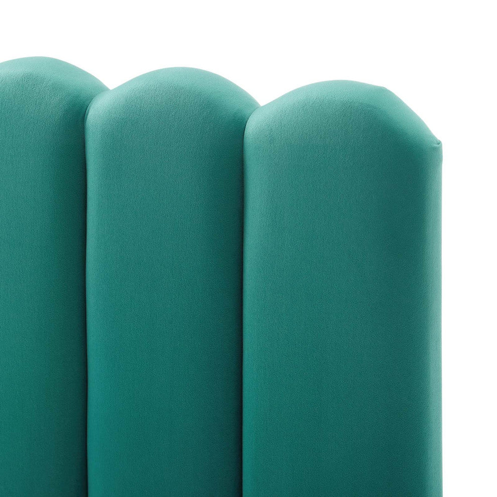 Headboard, Full Queen Size, Velvet, Teal Blue, Modern Contemporary, Bedroom
