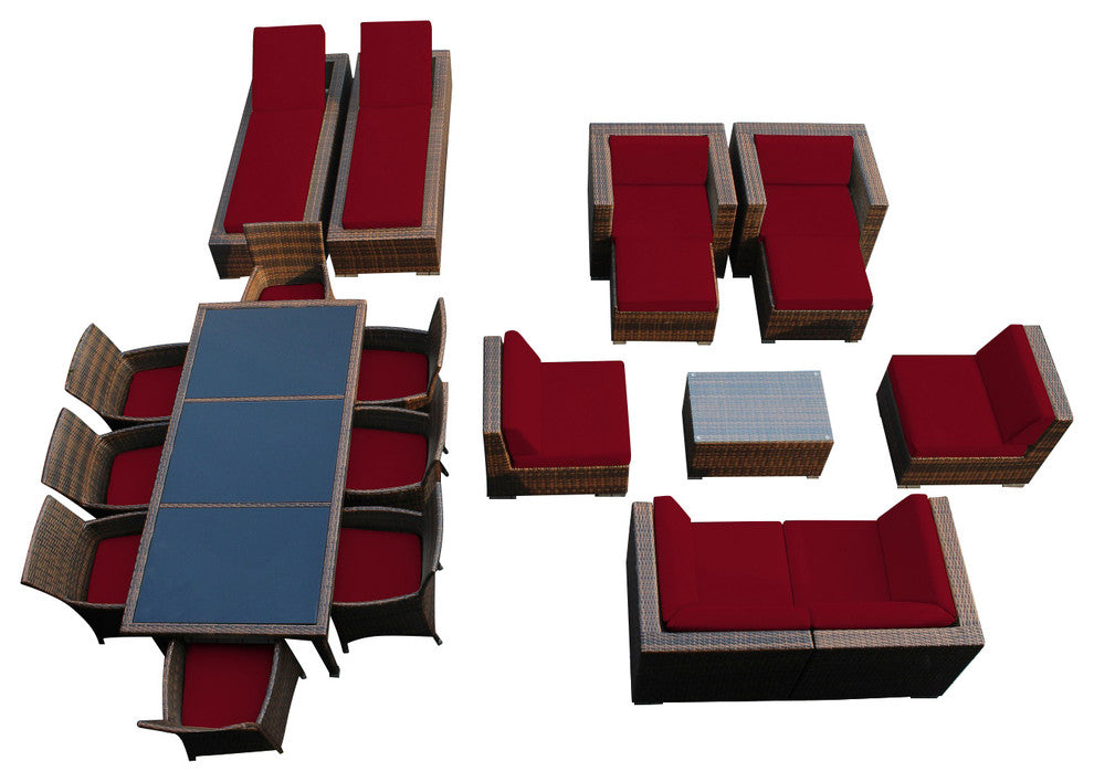 Ohana 20-Piece Ultimate Combination Set, Red, Mixed Brown