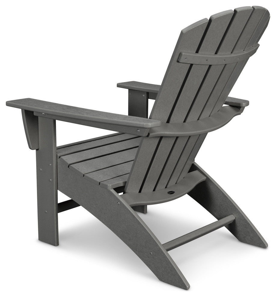 POLYWOOD Nautical 3-Piece Curveback Adirondack Set, Pacific Blue