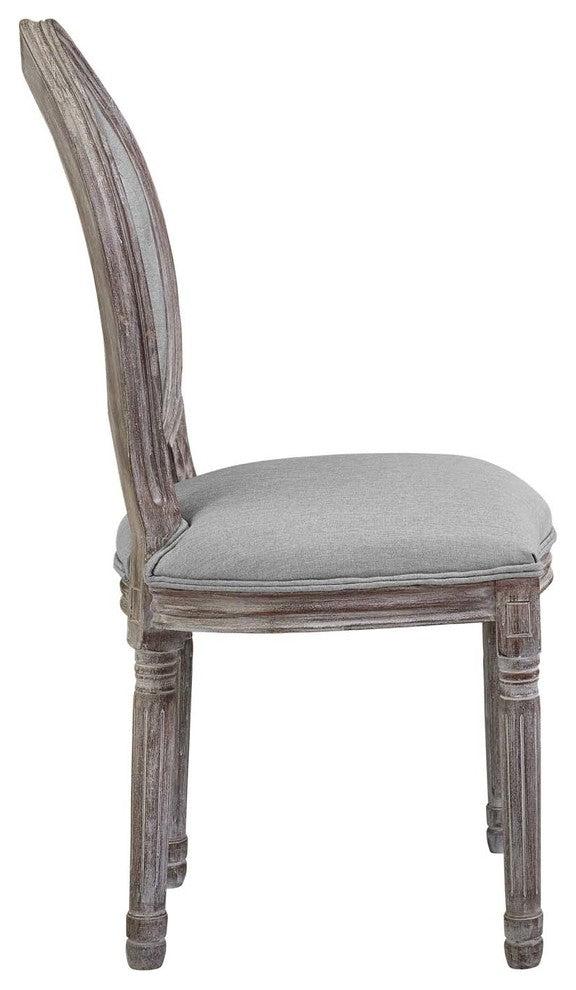 Arise Vintage French Upholstered Fabric Dining Side Chair Light Gray