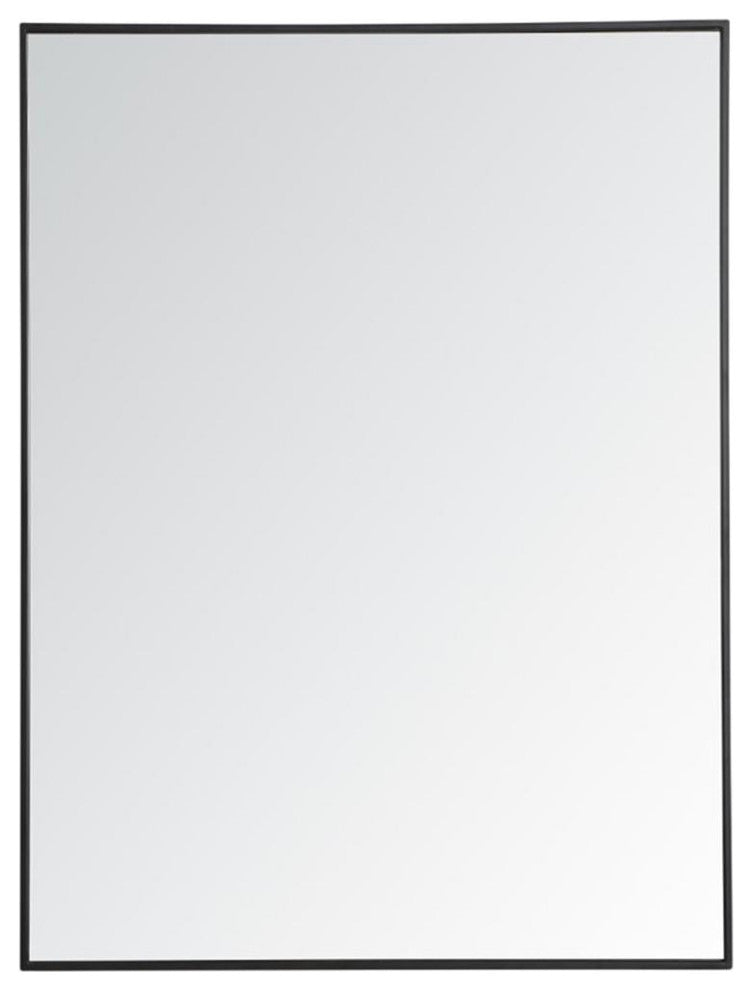 Elegant Decor Eternity 48" x 36" Contemporary Metal Frame Mirror in Black