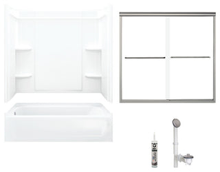Sterling Ensemble Left-Hand Drain Bathtub Shower Kit 72"x40"x48", White