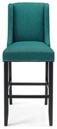 Bar Stool Chair Barstool, Set of 2, Fabric, Wood, Teal Blue, Modern, Bar Pub