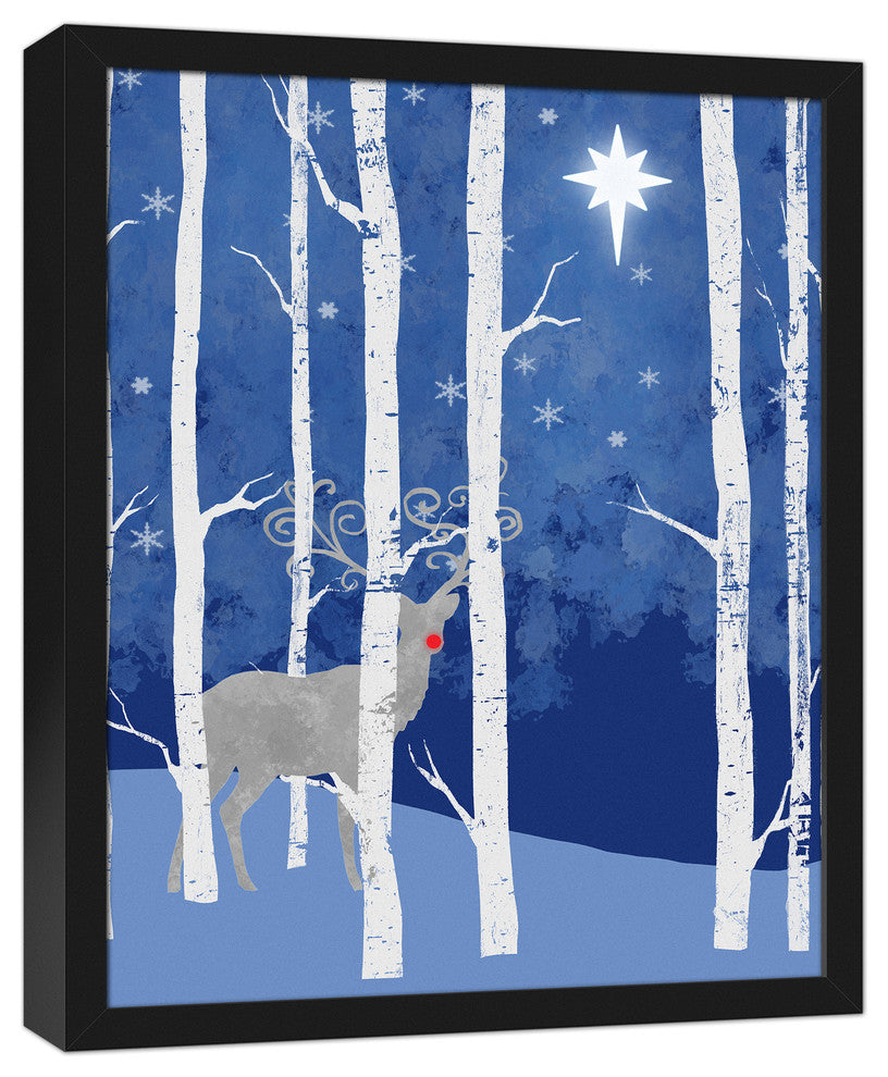 Midnight Blue Forrest 16x20 Black Framed Canvas