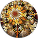 Fractal Flower Dark Yellow, Floral Digital Art Round Wall Art, 11"