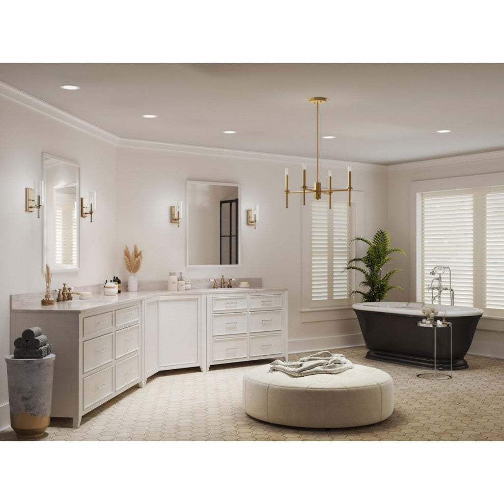 Elara Collection 4-3/4, 1-Light Vintage Brass Clear Glass Bath Vanity Light