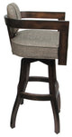 Swivel Wood Bar Stool Kadir Plus on S-Base, Plumley Cocoa - Dark Walnut, 34"