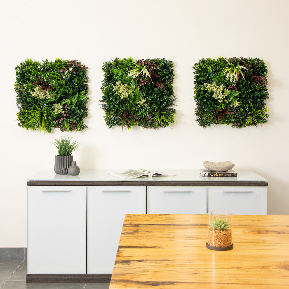 20in. x 20in. UV Resistant Corfu Island Artificial Living Wall Panels Set of 3