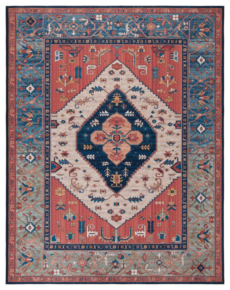 Safavieh Tucson TSN153 Rug Machine-Washable, Rust/Blue, 10'x14'