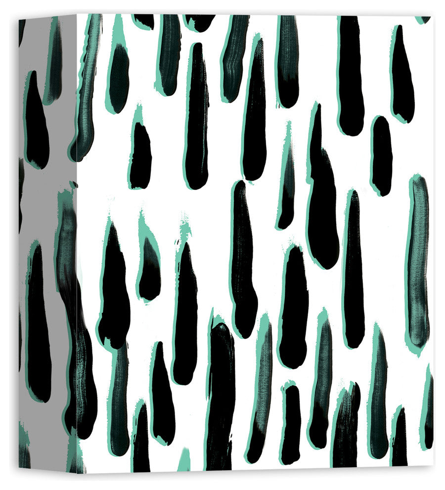Dark Mint Paint Strokes 8x10 Canvas Wall Art