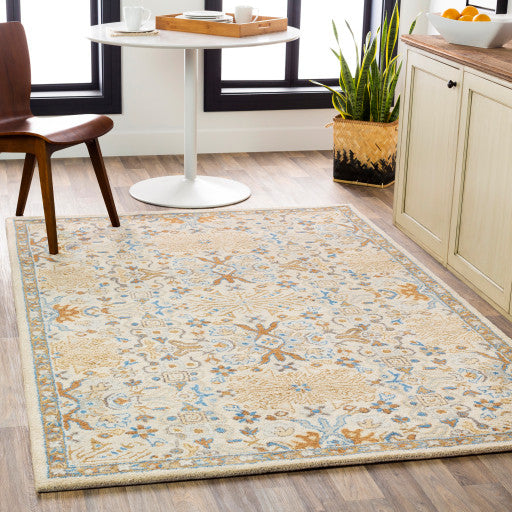 Surya Tabriz TBZ-1008 5'x7'6" Rug, Denim/Khaki/Tan/Light Gray/Medium Gray/Camel