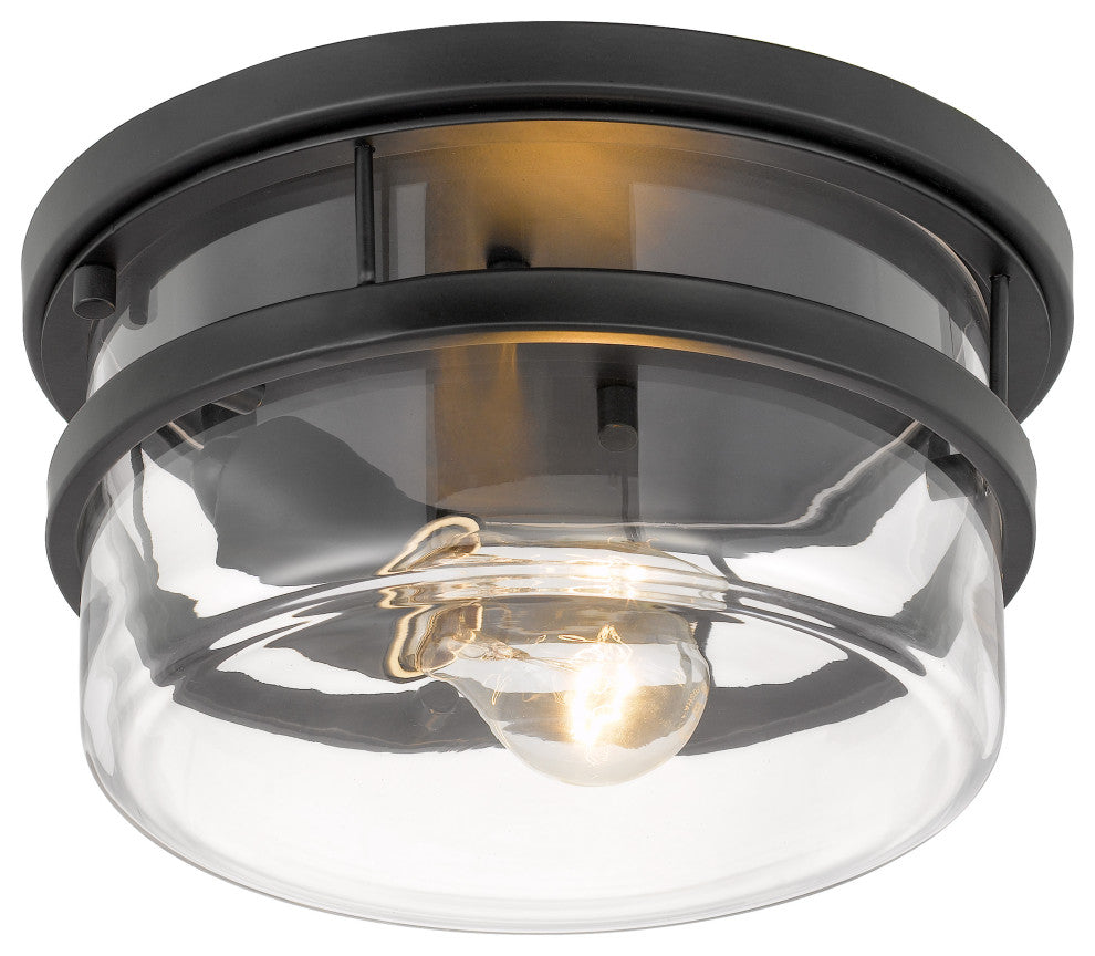 Kenmore 1-Light Black Finish Flush Mount 9.88"x9.88"x5"