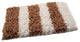 Bath Rug Polyester/Viscose/Cotton Hand Loom Woven, 34"x21", White and Beige