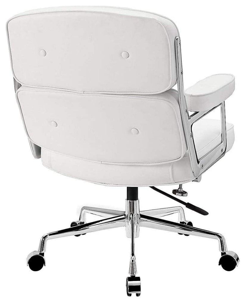 Modern Lobby Executive Office Chair Genuine Leather, White