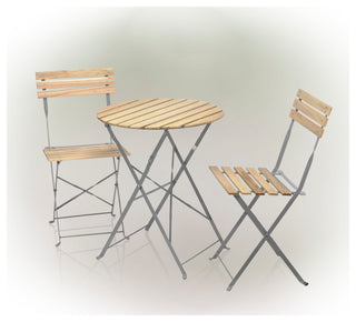 Wood Slat and Metal Bistro Set