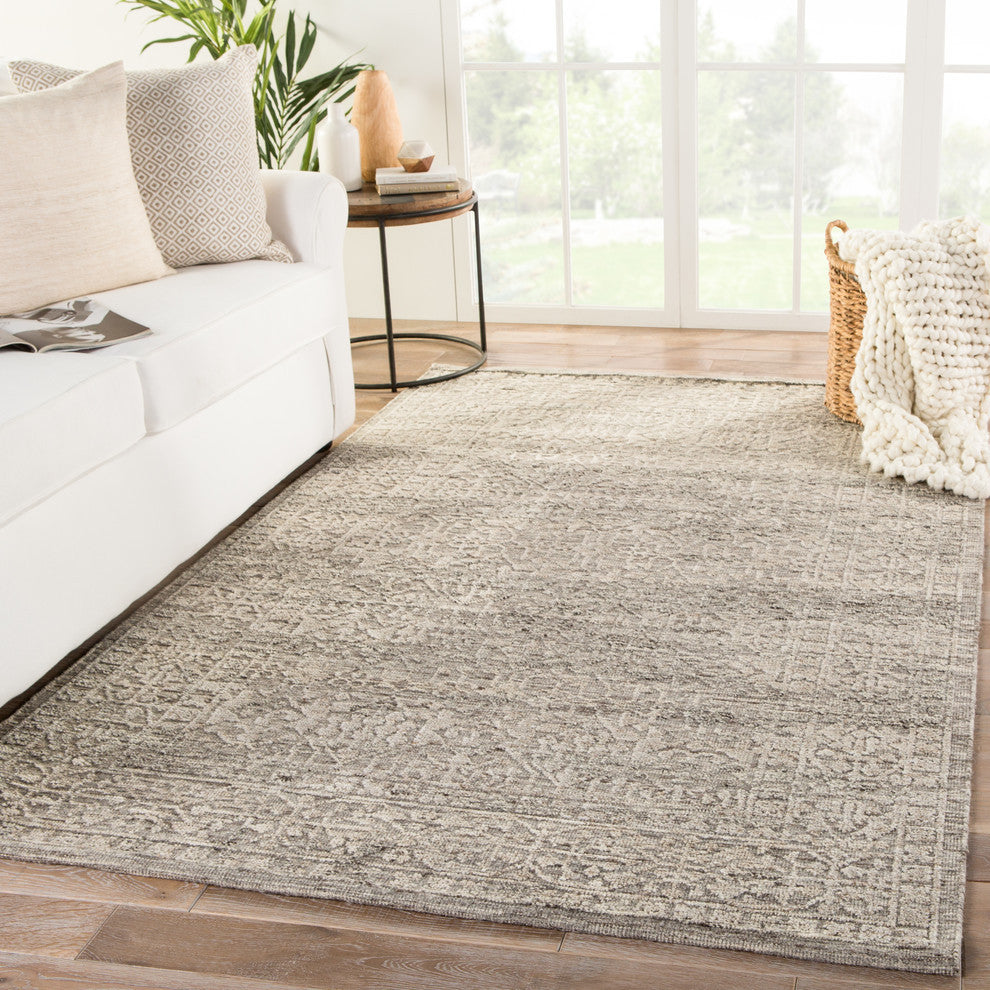 Jaipur Living Sian Knotted Floral Gray/Beige Area Rug, 8'10"x12'9"
