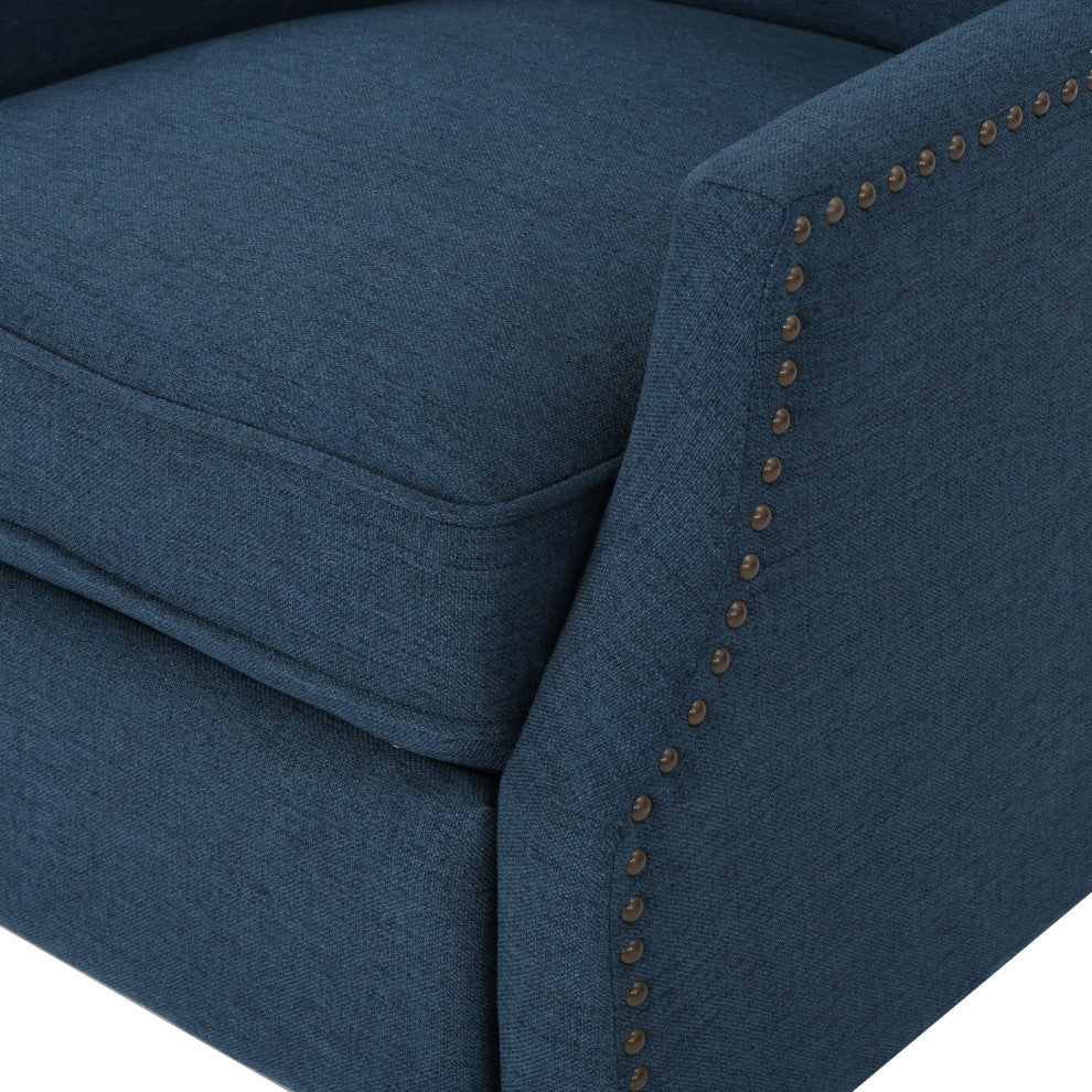 GDF Studio Corbin Fabric Recliner, Set of 2, Navy Blue and Dark Brown