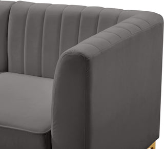 Alina Velvet Upholstered Modular Armless Chair, Grey