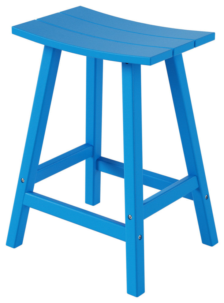 WestinTrends 24" Outdoor Patio Adirondack Plastic Counter Stool, Saddle Seat, Pacific Blue