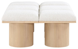 Pavilion Boucle Fabric Upholstered 6-Piece Modular Bench, Cream, Natural Finish