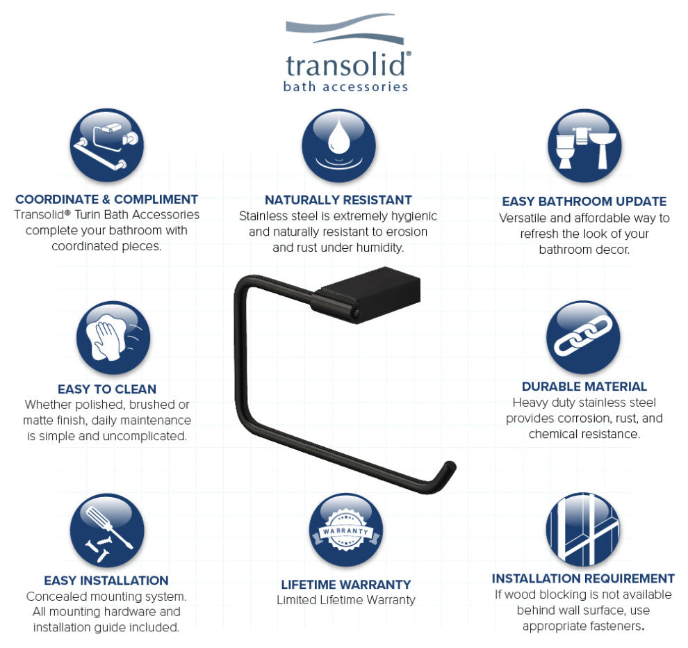 Transolid Maddox Towel Ring, Black