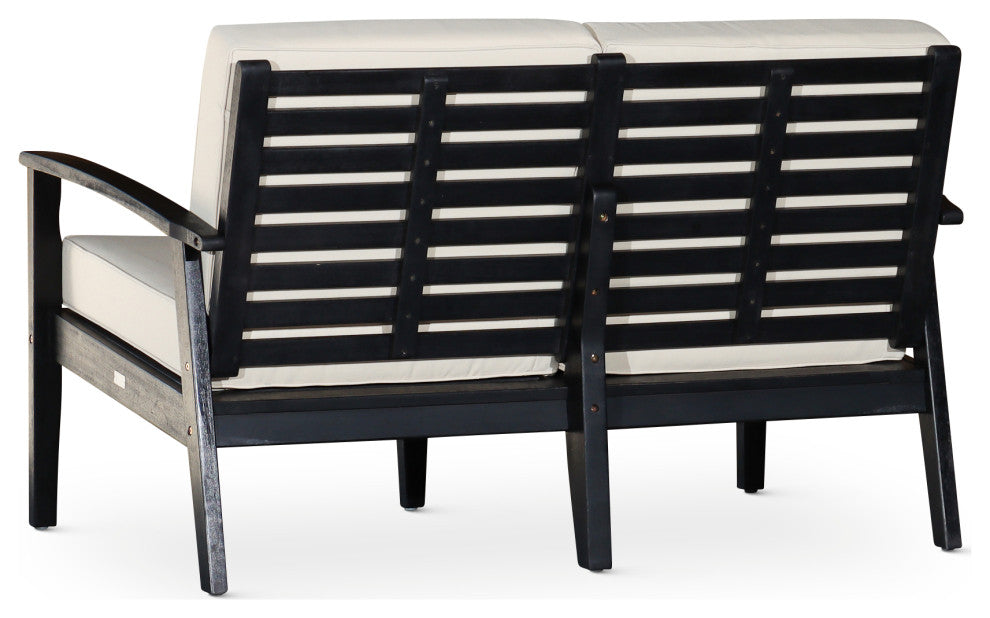 DTY Outdoor Living Longs Peak Eucalyptus Loveseat w/ Cushion, Espresso, Cream
