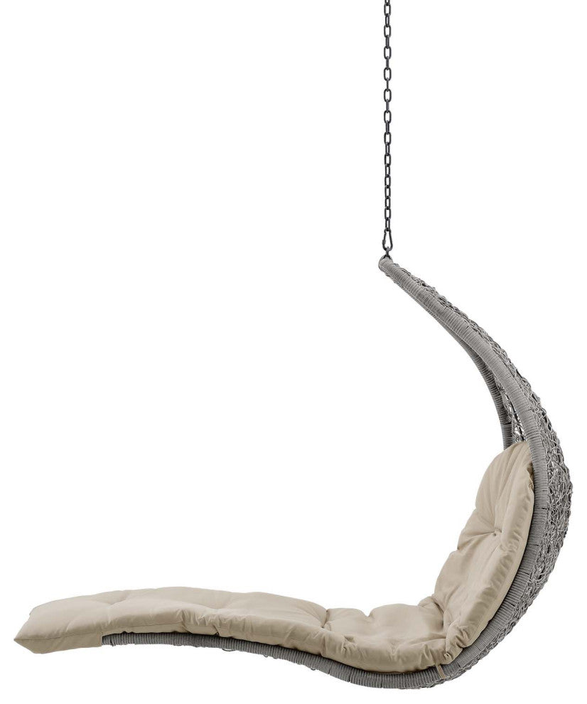 Swing Lounge Chair, Gray Beige, Outdoor Patio Balcony Cafe Bistro Garden
