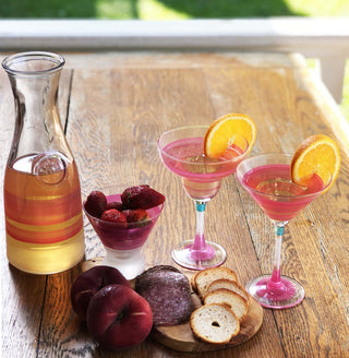 Retro Stripe Pink Cosmopolitan Glasses, Set of 2