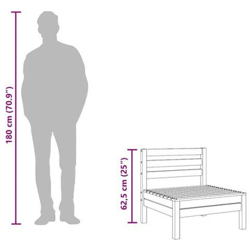 vidaXL 4x Solid Pinewood Patio Middle Sofas White Wooden Seating Furniture