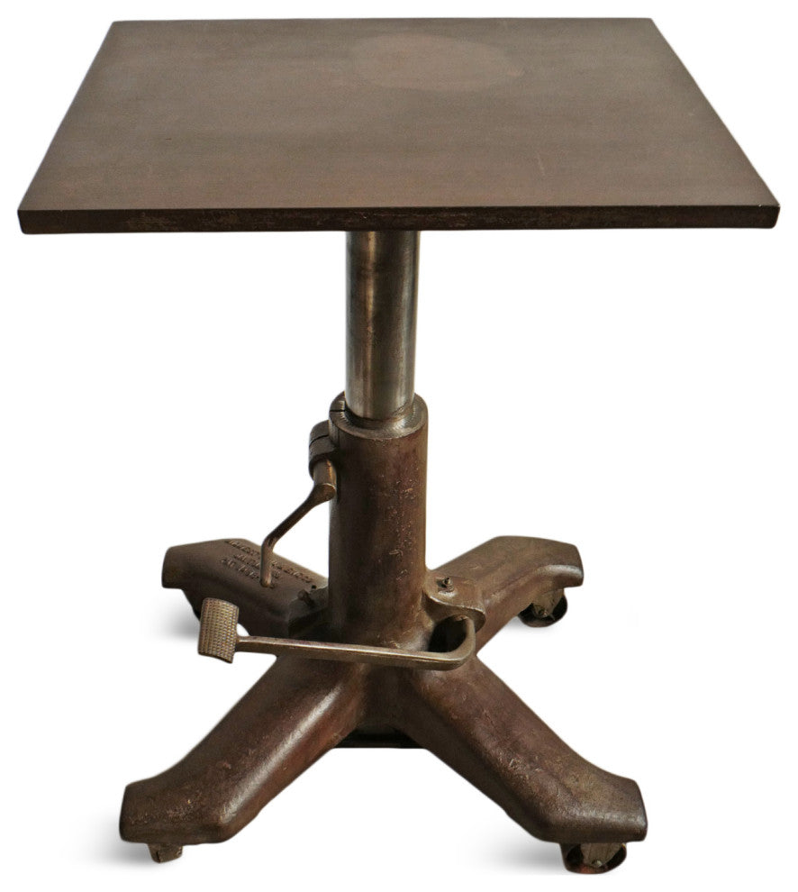 Consigned Industrial Iron Adjustable Bar Table