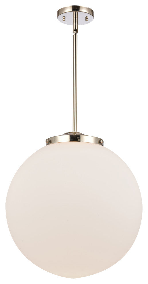 Beacon Pendant, Polished Nickel, Matte White, Matte White