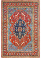 Imperial Red, Afghan Peshawar Heriz Wool Hand Knotted Oriental Rug, 4'x5'9"
