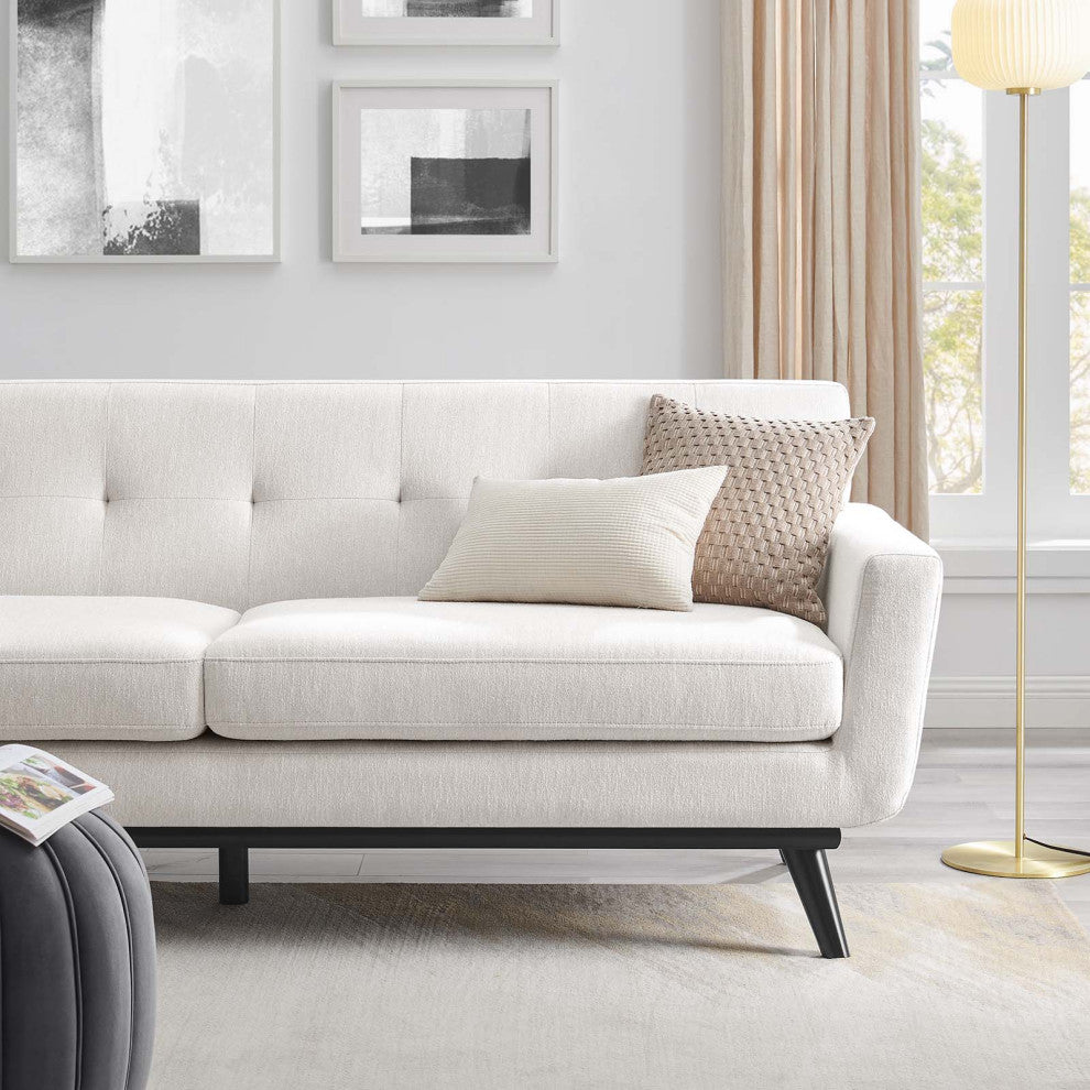 Engage Herringbone Fabric Sofa, Ivory