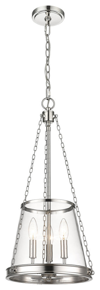 Zlite 341P12-PN 3-Light Pendant, Clear
