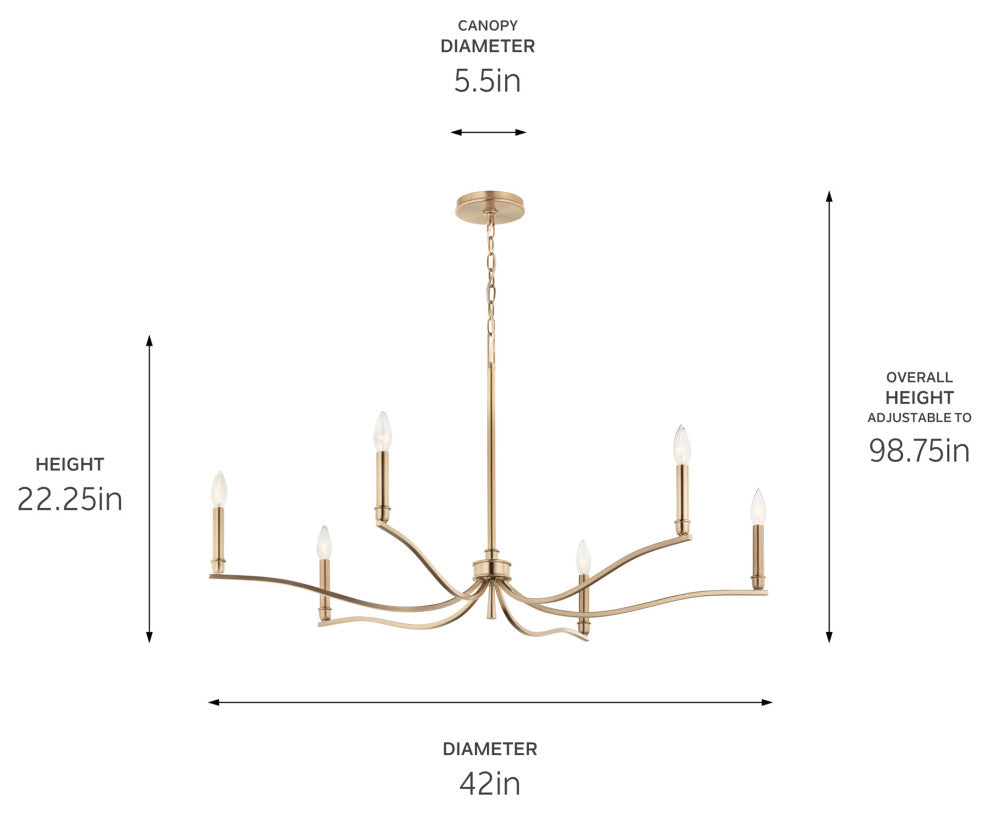 Malene Chandelier, Champagne Bronze, 42 Inch
