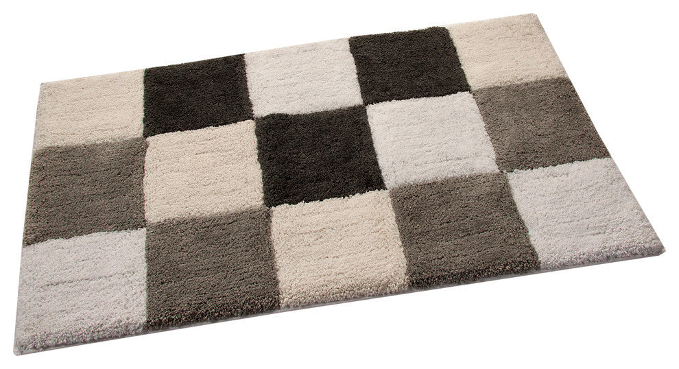 Bath Rug Cotton, 2 Piece, 24"x17" and 34"x21", Gray Multi, GSF 195, Dice