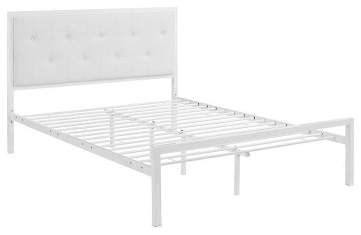 Lottie Queen Vinyl Bed, White White