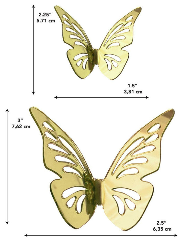 3D Gold Butterflies Peel & Stick Mirrors