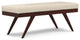 Chanelle Solid Hardwood Mid Century Ottoman Bench, Satin Cream