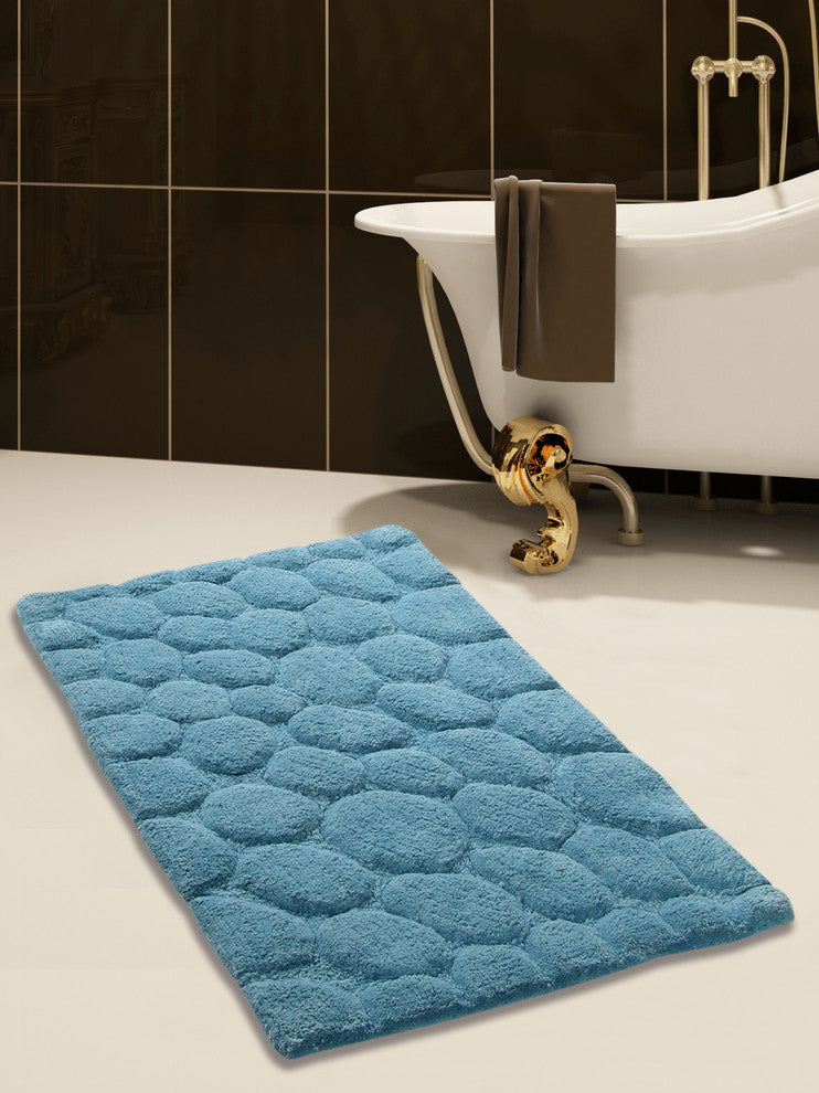 Bath Rug Cotton, GSF 200, Pattern Pebbles, Arctic Blue, 50"x30"