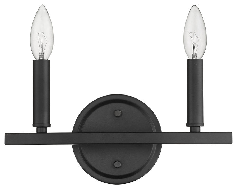 Two Light Matte Black Wall Sconce