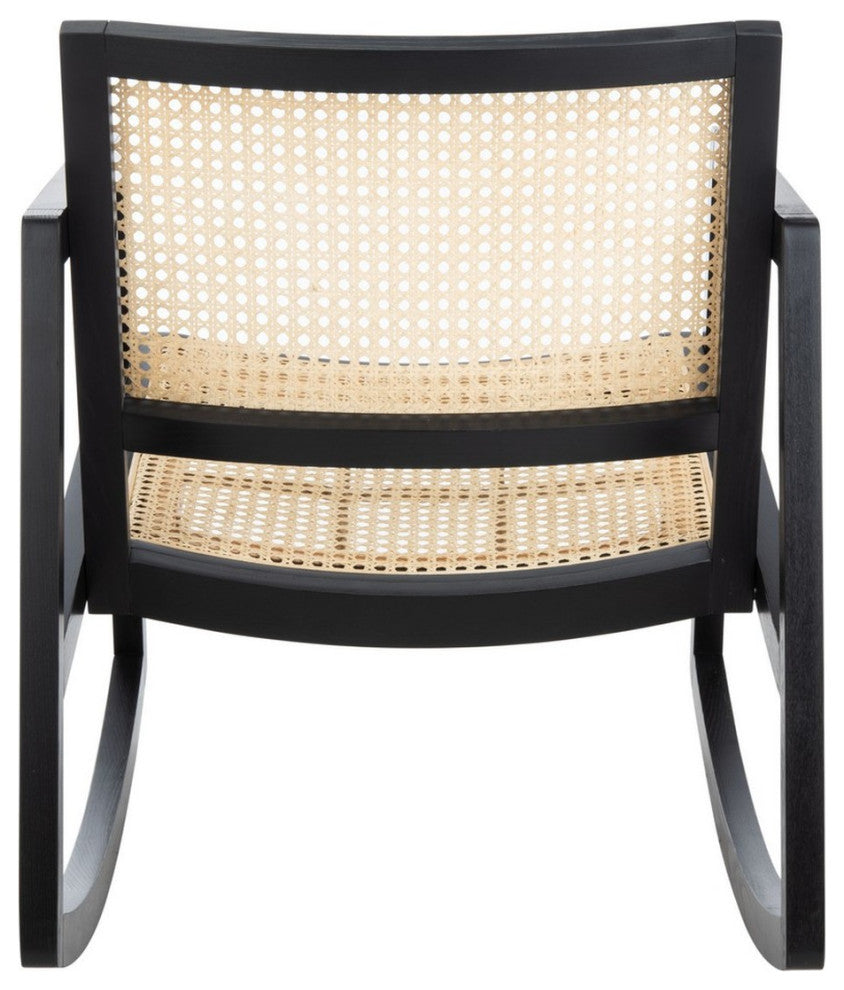 Safavieh Couture Perth Rattan Rocking Chair, Black/Natural