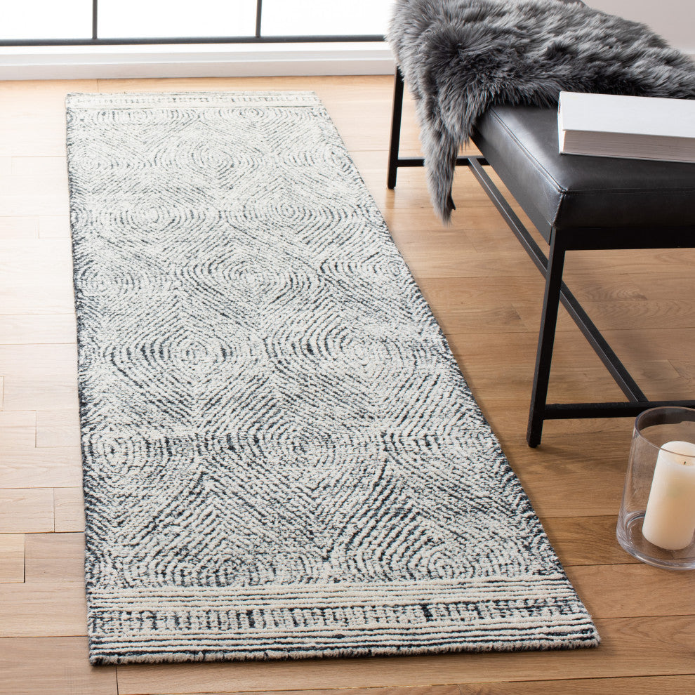 Safavieh Couture Abstract Collection, ABT340 Rug, Ivory/Charcoal, 2'3"x8'