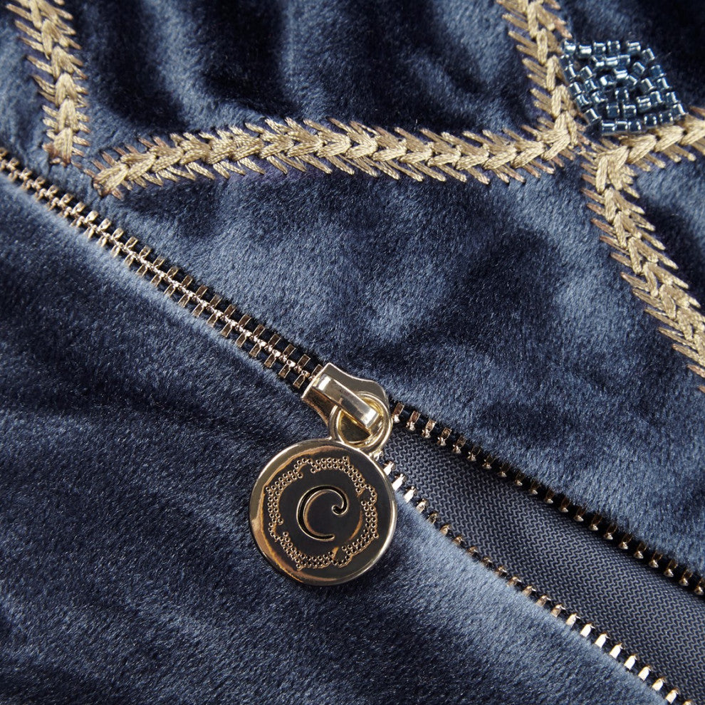 Croscill Aumont Velvet Oblong Pillow, Goose Feather, Navy Blue