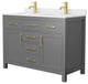 48"DBL Bathroom Vanity Dark Gray, White Cult.Marble Countertop, Sinks, Gold Trim