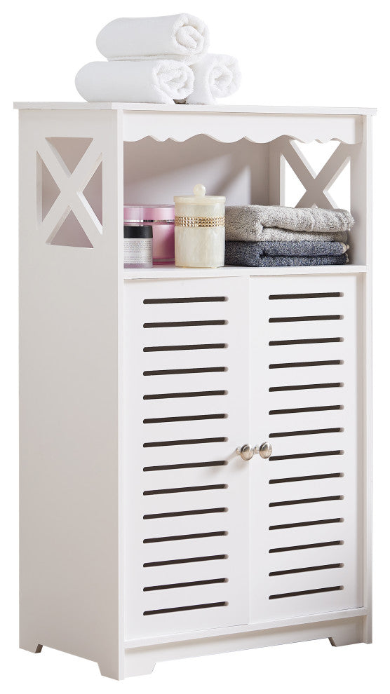 Carol Wood Bathroom Floor Storage Cabinet, White