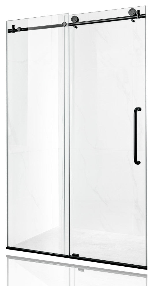Madam Series 60 in. W x 76 in. H Frameless Sliding Shower Door in Matte Black
