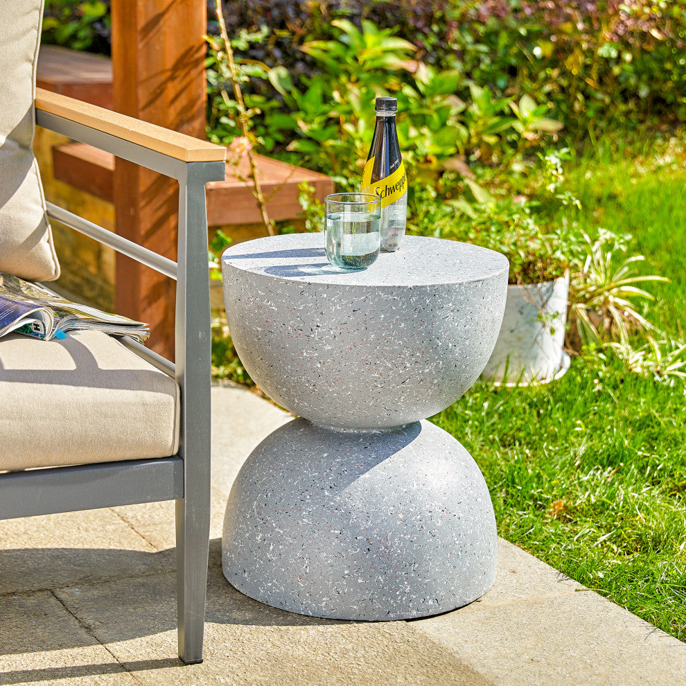 17.75'' Multi-Functional Mgo Sand Terrazzo Garden Stool, Gray